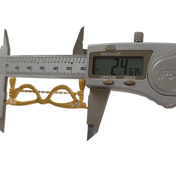 Avon Gold Tone Cat Eye Glasses Clear Rhinestones Lenses Brooch Pin, Signed K947 - Picture 6 of 7